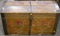 Continental Painted Floral Decorated IronBound Wooden Dometop Trunk