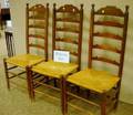 Set of Eight Cherry and Elmwood Ladderback Side Chairs with Woven Rushlike Seats