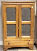 Country Pierced Tin Paneled Cherry and Pine TwoDoor Pie Safe