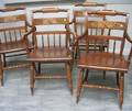 Set of Four Hitchcock Gilt Stencil Decorated Maple Armchairs