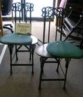Set of Four Art Deco Cast Iron and Metal Folding Chairs
