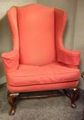 Red Upholstered Wing Chair