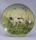 Villeroy  BochMettlach Transfer and Handpainted Hunting Scene with Spaniel Decorated Ceramic Plaque