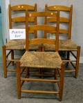 Set of Four Slatback Side Chairs with Rush Seats