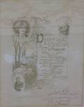 Framed I J Paderewski Autographed 1893 Lotos Club Engraved Tribute Dinner Menu