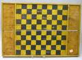 Mustard and Black Painted Wooden Checkerboard