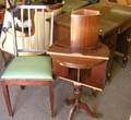 Walnut Flattop DoublePedestal Desk a Regencystyle Mahogany Revolving Drum Book Stand and a Hitchcockstyle Side Chair