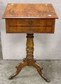 Victorian Rosewood Veneer TwoDrawer Pedestal Work Table