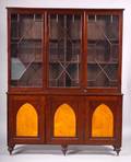 Cherrywood and Birds Eye Maple Inlaid Library Cabinet