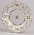 Set of Twelve Enamel Decorated Glass Dessert Plates