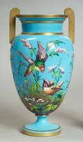 French Opaline and Enamel Decorated Glass Vase