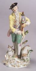 Meissen Porcelain Figure of a Shepherd with Bagpipes