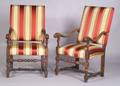 Pair of Continental Baroquestyle Walnut Open Armchairs
