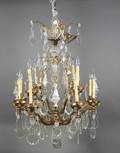 Large Brass  Crystal 12 Light Chandelier