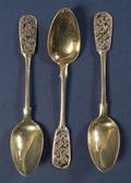 Set of Twelve Russian Goldwashed Silver Niello Teaspoons