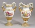 Pair of Meissen Porcelain Parcel Gilt SnakeHandled Vases