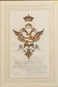 Set of Five Framed Copper Engraved and Handtinted Armorial Plates