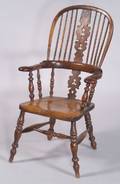 English Elmwood and Yewwood Windsor Armchair