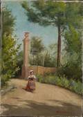 Jennie Brownscombe American 18501936 Peasant Girl Before a Gate