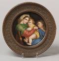 German Painted Porcelain Rondel after Raphaels Madonna della Sedia