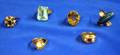 Six 14kt Gold Gemstone and Diamond Melee Rings