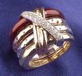 18kt Tricolor Gold Enamel and Diamond Ring La Nouvelle Bague