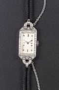Gubelin Art Deco Platinum and Diamond Ladys Wristwatch