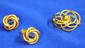 14kt Yellow and Rose Gold Knot Earrings and 14kt Gold Brooch