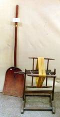 Country Primitive Wooden Shovel Sled and Three Yarn Winders