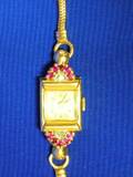 Retro Gold Ruby and Diamond Watch