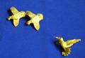 Two 14kt Gold Birdform Brooches with Red Stone Eyes