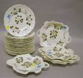 English Handpainted Floral Decorated Porcelain Dessert Set