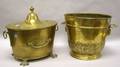 Two Brass Footed Coal Buckets
