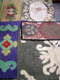 Five Floral and Scroll Pattern Hooked Rugs