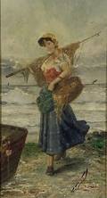 Frederich Reginald Donat Italian 18301907 Fisher Girl with Her Nets
