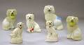Six Small Staffordshire Sitting Spaniel Figures