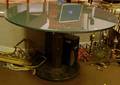 Modern Glass and Metal Pedestal Table