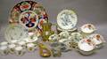 Group of English Porcelain Tableware and Three Brass and Copper Items