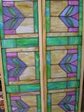 Pair of Framed Leaded Slag Glass Panels
