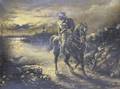Framed Oil on Canvas En Grisaille of The Midnight Ride of Paul Revere