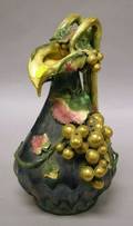 Amphora Edda Iridescent Glazed Grape Decorated Porcelain Ewer