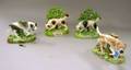 Four Staffordshire Hunting Dog Figural Groups