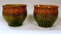 Pair of Majolica Glazed Art Pottery Jardinieres
