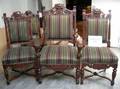 Set of Eight Victorian North Wind Upholstered Carved Oak Dining Chairs