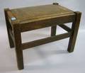 Arts  Crafts Oak Footstool with Naugahyde Upholstery