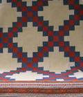 Pieced Cotton Double Irish Chain Pattern Quilt with Chintz Border
