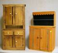 Two Childs Country Stained Wooden Stepback Cupboards