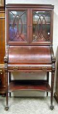 RJ Horner  Co Late Victorian Carved Mahogany and Mahogany Veneer Writing DeskBookcase