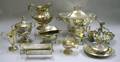 Ten Pieces of Silver Plated Hollowware and a Sterling Silver Helmet Creamer