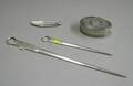 Continental Sterling Silver Snuff Box Two Skewers and an English Sterling and MotherofPearl Pen Knife
